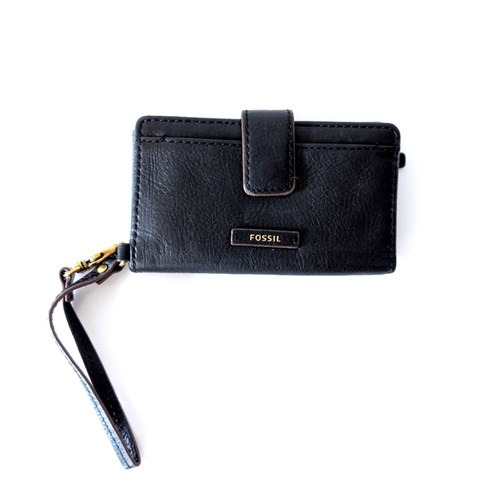 Fossil Dark Leather Wristlet Wallet